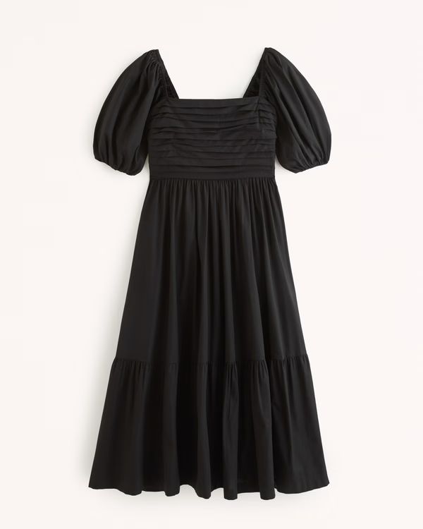 Emerson Poplin Puff Sleeve Midi Dress | Abercrombie & Fitch (US)