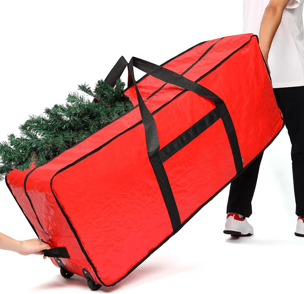 HOMEST Christmas Tree Storage Bag, Fits for 6/7.5 ft Xmas Artificials, Zippered Box with Reinforced Carrying Handles and Wheels, Red (Bag Only) | Amazon (CA)