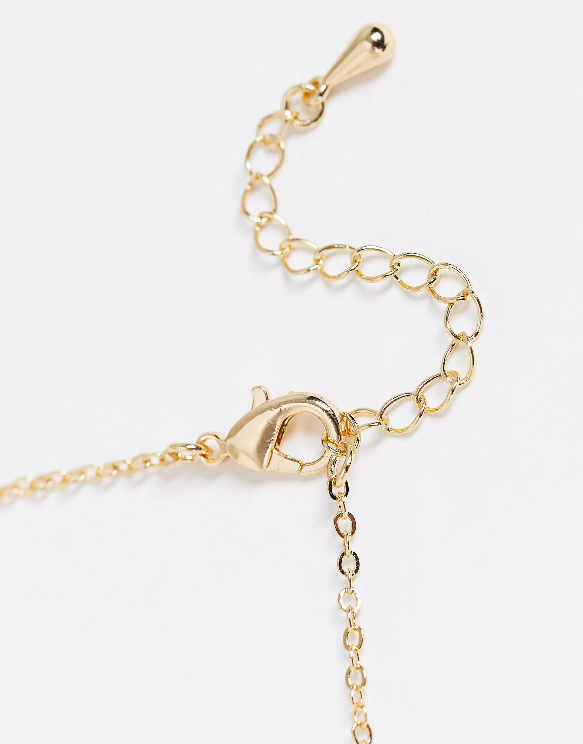 DesignB London multirow necklace with semi precious stone in gold tone | ASOS (Global)