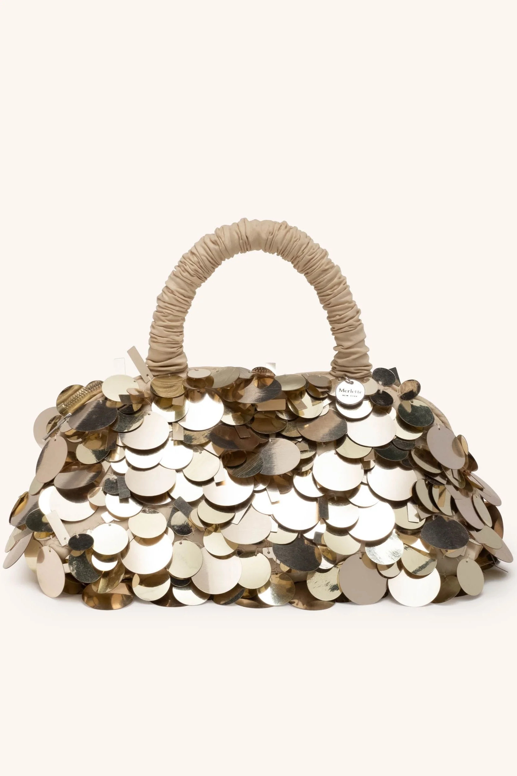 Lune Mini Sequin Bag in Soft Gold | Merlette NYC