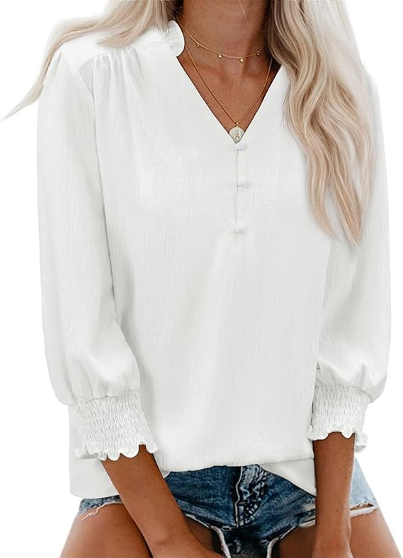 Gleeivy Blouses for Women Dressy Casual 3/4 Length Sleeve Womens Tops 2026 Fashion Spring Trendy ... | Amazon (US)