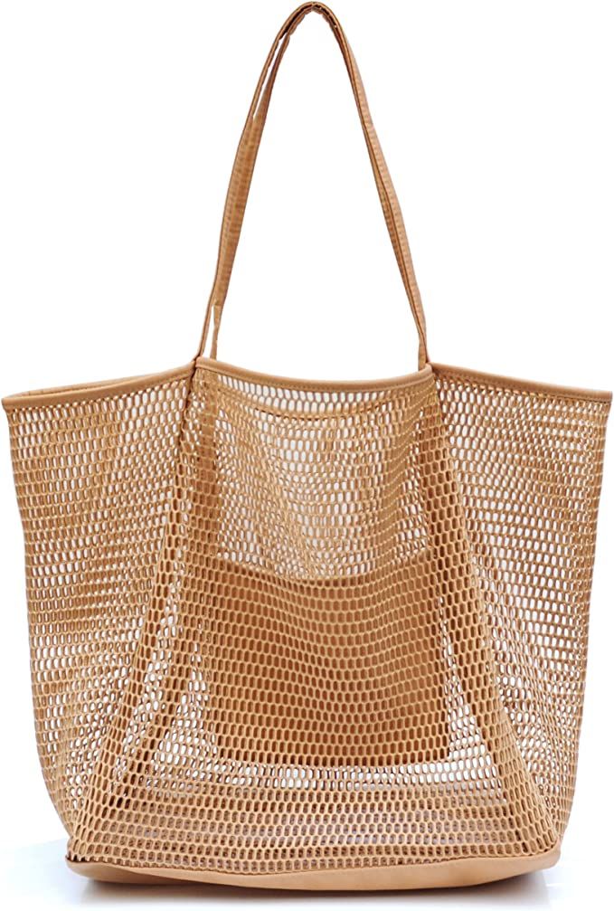 Mesh Beach Tote Womens Shoulder Handbag | Amazon (US)