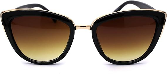 SA106 Runway Fashion Metal Bridge Trim Oversized Cat Eye Sunglasses | Amazon (US)