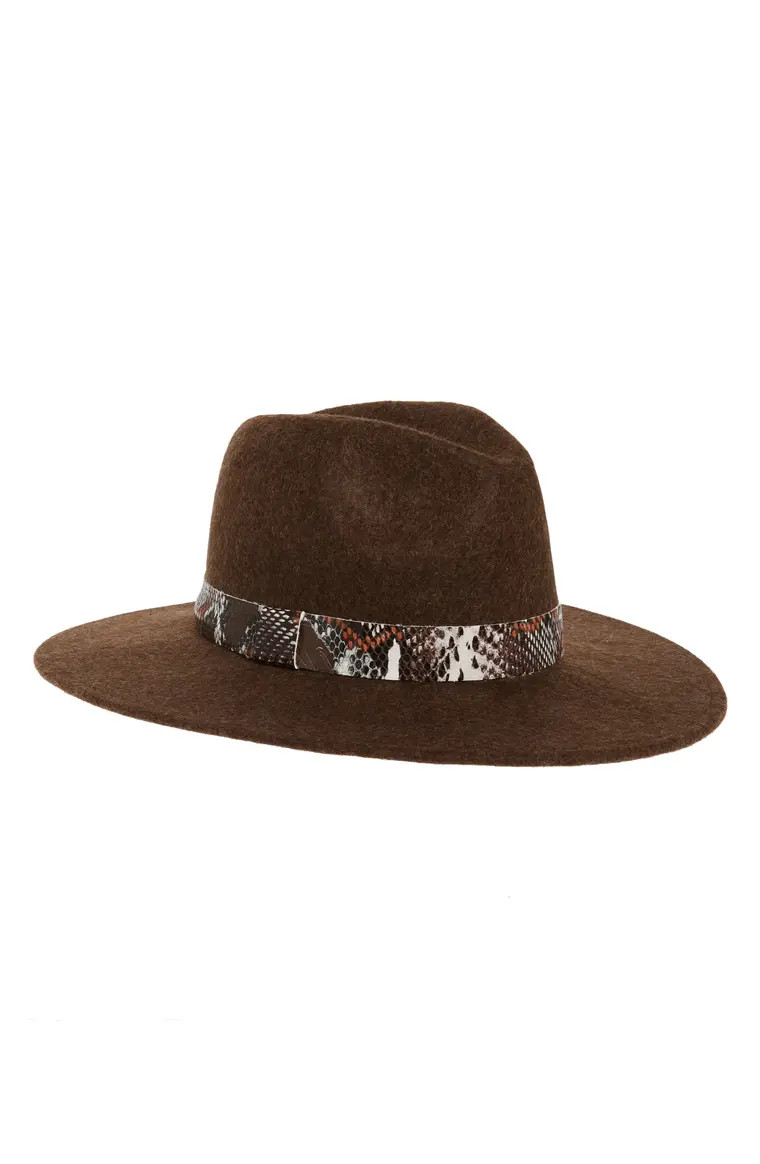 Snakeskin Print Trim Wide Brim Wool Panama Hat | Nordstrom