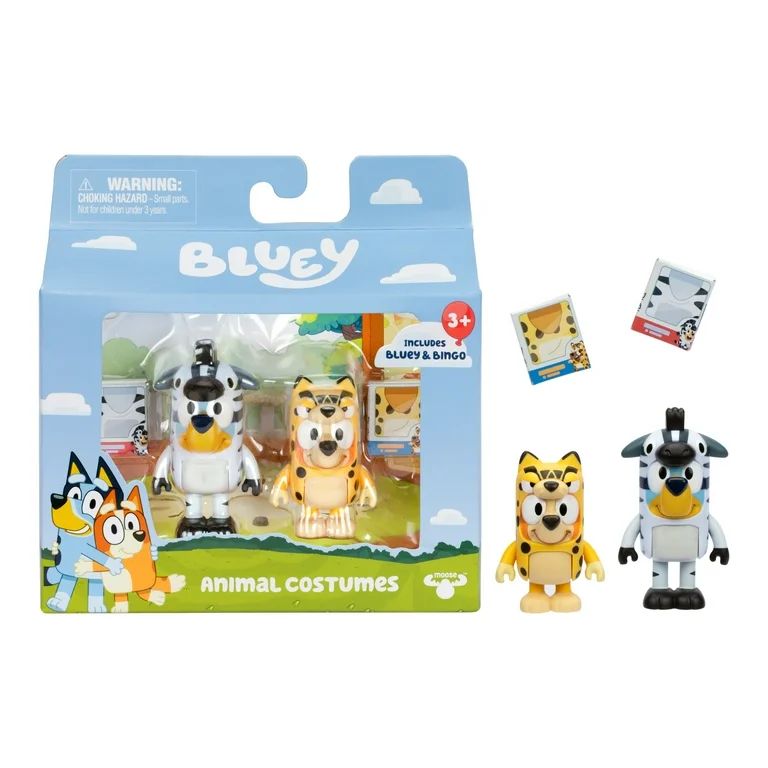 Bluey Figure Animal Costumes 2-Pack, 2.5 inch Bluey and Bingo Figures, Ages 3+, Toddler Toys | Walmart (US)