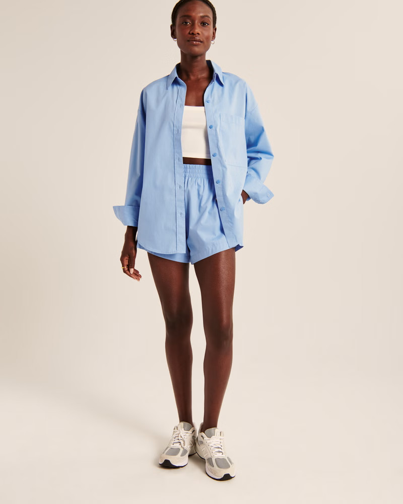 Oversized Poplin Button-Up Shirt | Abercrombie & Fitch (US)