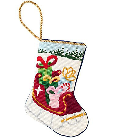 Bauble Stockings Santa's Bountiful Sleigh Needlepoint Stocking | Dillard's