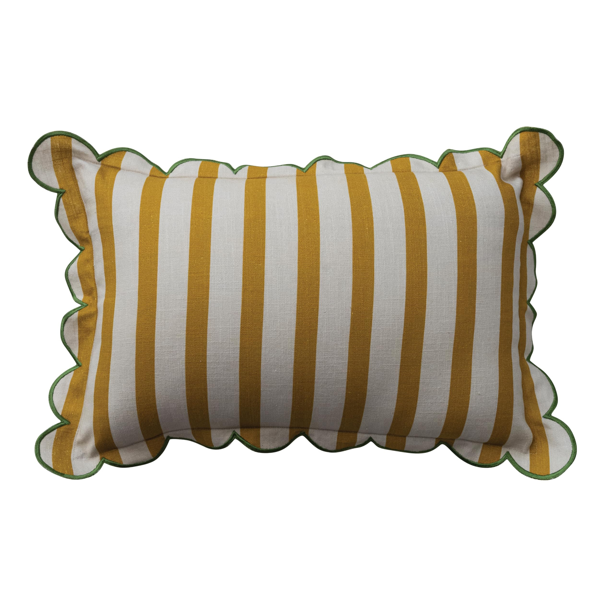 Creative Co-Op Cotton Printed Striped Rectangular Lumbar Pillow with Scalloped Flange and Contras... | Amazon (US)