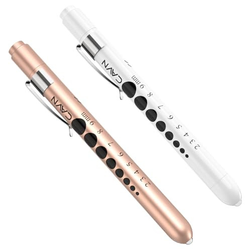 CAVN Pen Light with Pupil Gauge LED Penlight for Nurses Doctors, 2 Pcs Reusable Medical Penlight for Nursing Students (Rose Gold/White) | Amazon (US)