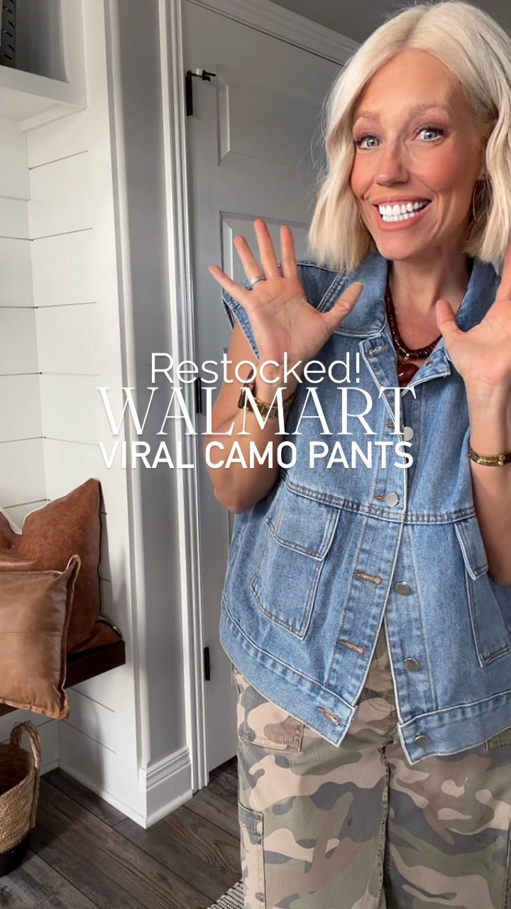 The viral Walmart camo pants are BACK in stock and they’re just as good as everyone says 👏🔥 These comfy, on-trend camo cargo pants are the perfect mix of casual, edgy, and easy to style for everyday outfits. Think graphic tees, oversized sweatshirts, or a fitted tank for spring — they literally go with everything.

If you missed them the first time, now is your chance because they sell out FAST every time they restock. 🏃‍♀️
⬇️⬇️⬇️
Pants medium (roomy fit)
Button down and cardigan small
Vest medium 
Tank small 

#LTKSaleAlert #LTKSeasonal #LTKootd