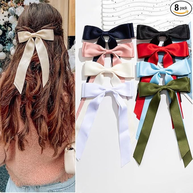 Versatile Bows and Clips Collection for Women & Girls - 8 PCS Non-Slip Hair Accessories for Thick... | Amazon (US)