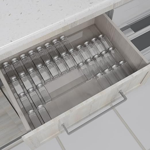 Spice Drawer Organizer, 4 Tier Slanted Clear Acrylic Expandable In Drawer Spice Organizer, Spice ... | Amazon (US)