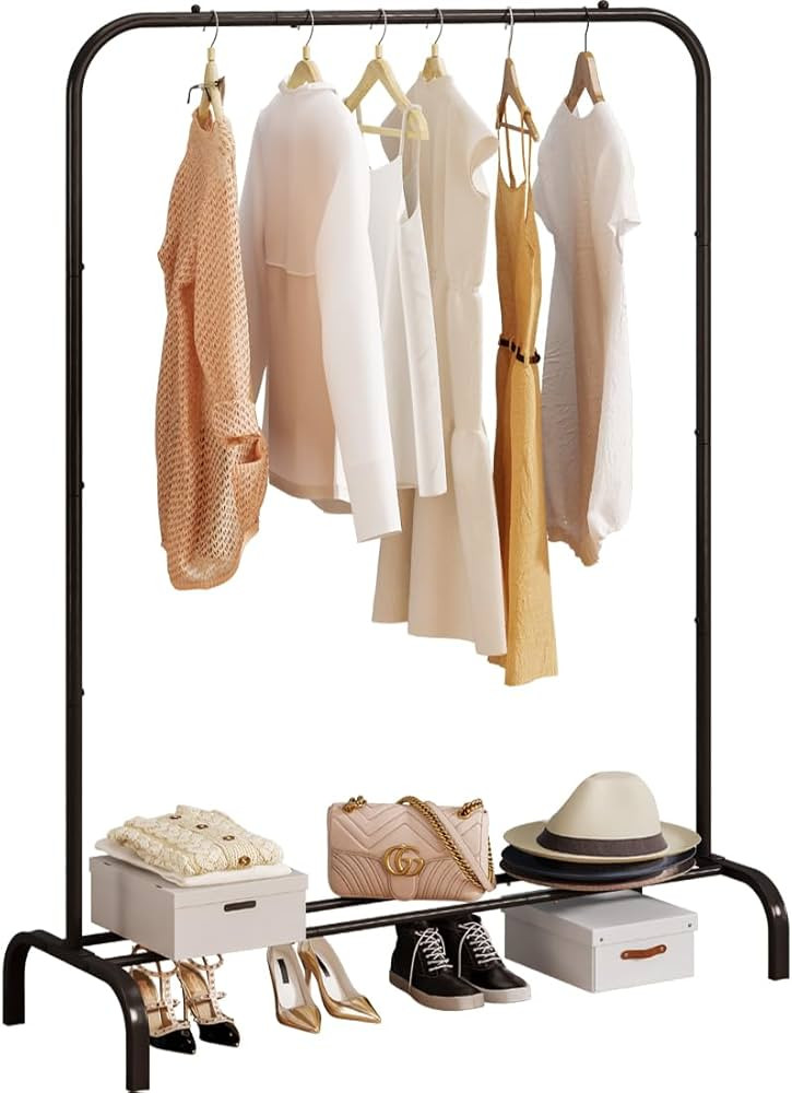 Garment Rack for Hanging Clothes Rack Heavy Duty Portable with Bottom Metal Shelf Drying Coats Sh... | Amazon (US)