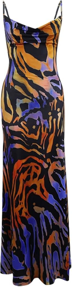 Damenkleid für Frühjahr/Sommer, Blumendruck, niedrige Brust, gestapelter Kragen, Taille, Show R... | Amazon (DE)
