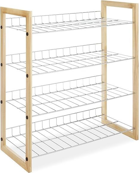 Whitmor 4 Tier Storage Organizer-Natural Wood and Chrome Closet Shelf | Amazon (US)