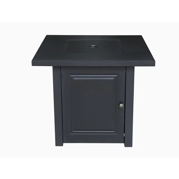 28" Matte Black Propane Fire Pit Table with Free Arctic Ice Glass, Lid, and Cover | Walmart (US)