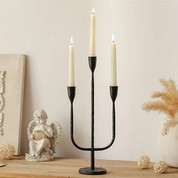Sziqiqi Vintage Black Iron Candelabra: Heavy Duty Taper Candle Holders for Table Centerpiece, Fir... | Walmart (US)