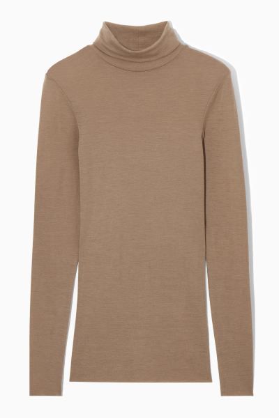 ROLLKRAGENOBERTEIL AUS MERINOWOLLE  - DUNKLES BEIGE - Ladies | H&M AT | H&M (DE, AT, CH, DK, NL, NO, FI)