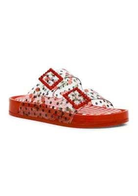 Betsey Johnson Women's Landin Jelly Flatform Sandals, Red, 10M | Belk