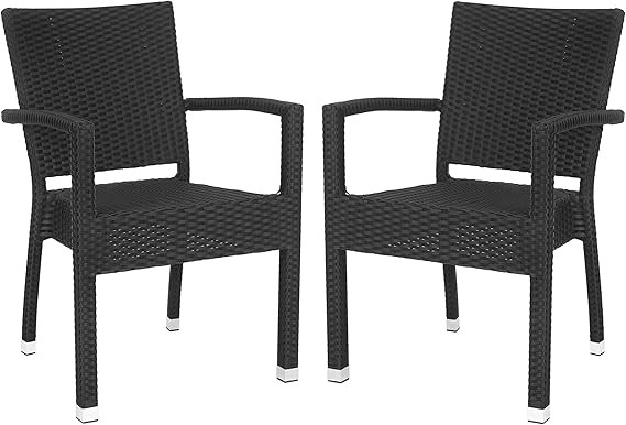 Safavieh Outdoor Living Collection Kelda Wicker Arm Chairs | Amazon (US)