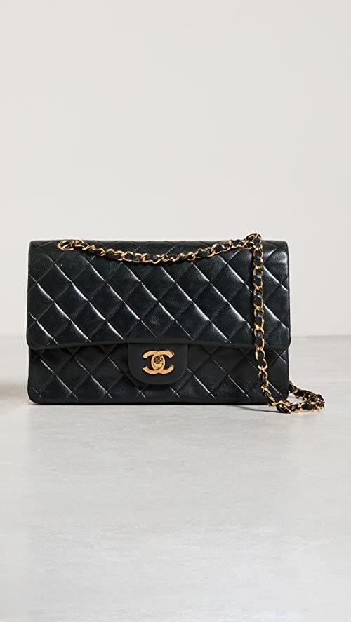 What Goes Around Comes Around Chanel Black Lambskin 2.55 10" | SHOPBOP | Shopbop