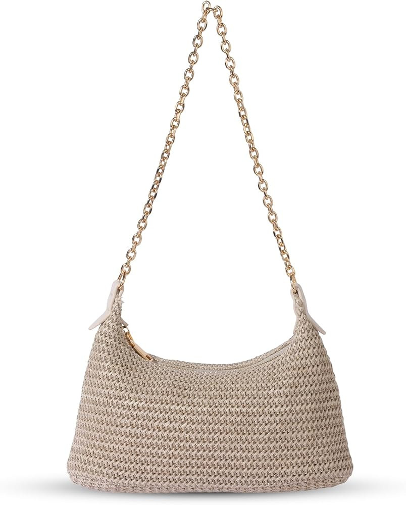 Handwoven Straw Beach Bag for Women - Lightweight Summer Tote Shoulder Purse for Vacation & Trave... | Amazon (US)