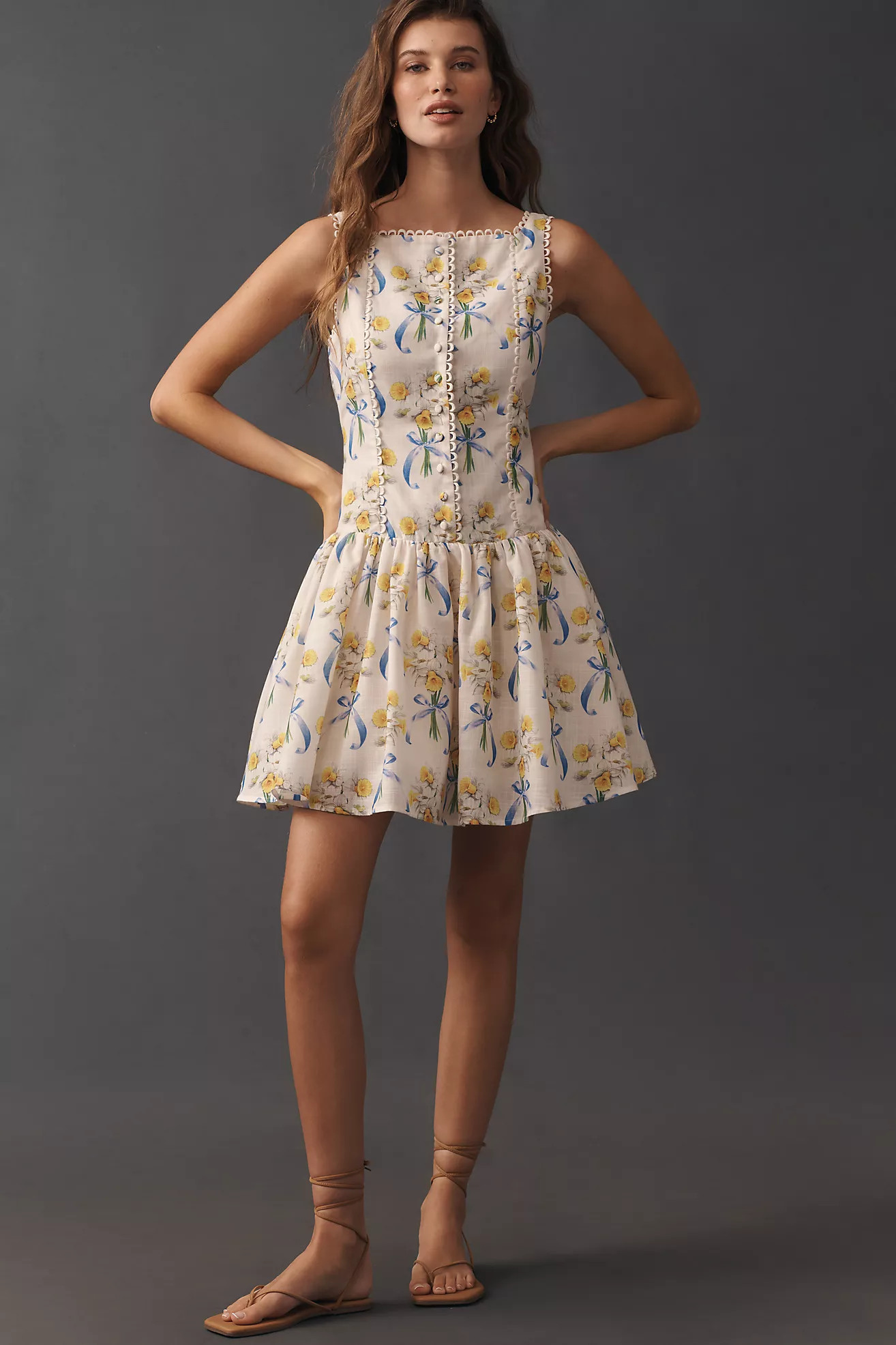 En Saison Short-Sleeve Drop-Waist Mini Dress | Anthropologie (US)