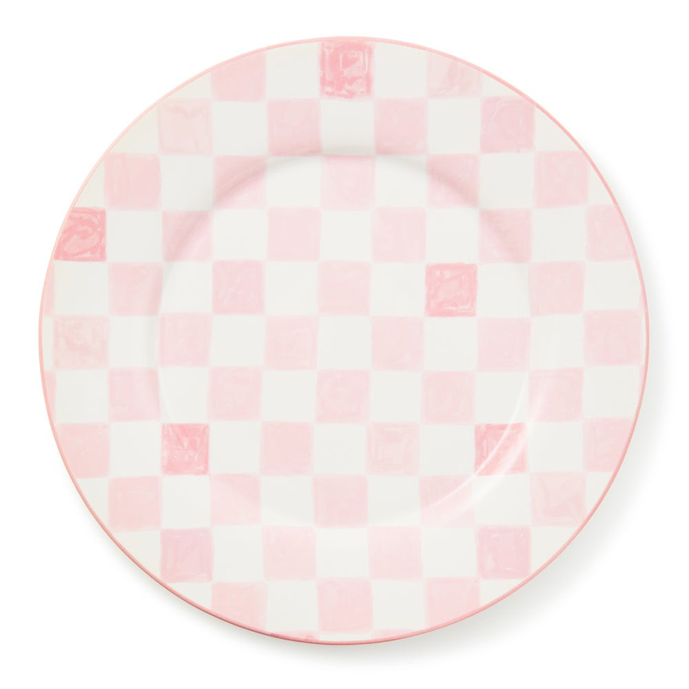 Pink Check Round Platter | MacKenzie-Childs