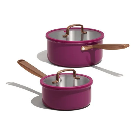 Carote 1.5QT & 3QT Tri-Ply Stainless Steel Saucepan Set with Lids, Small Induction Cooking Pot for Milk and Soup, Purple | Walmart (US)