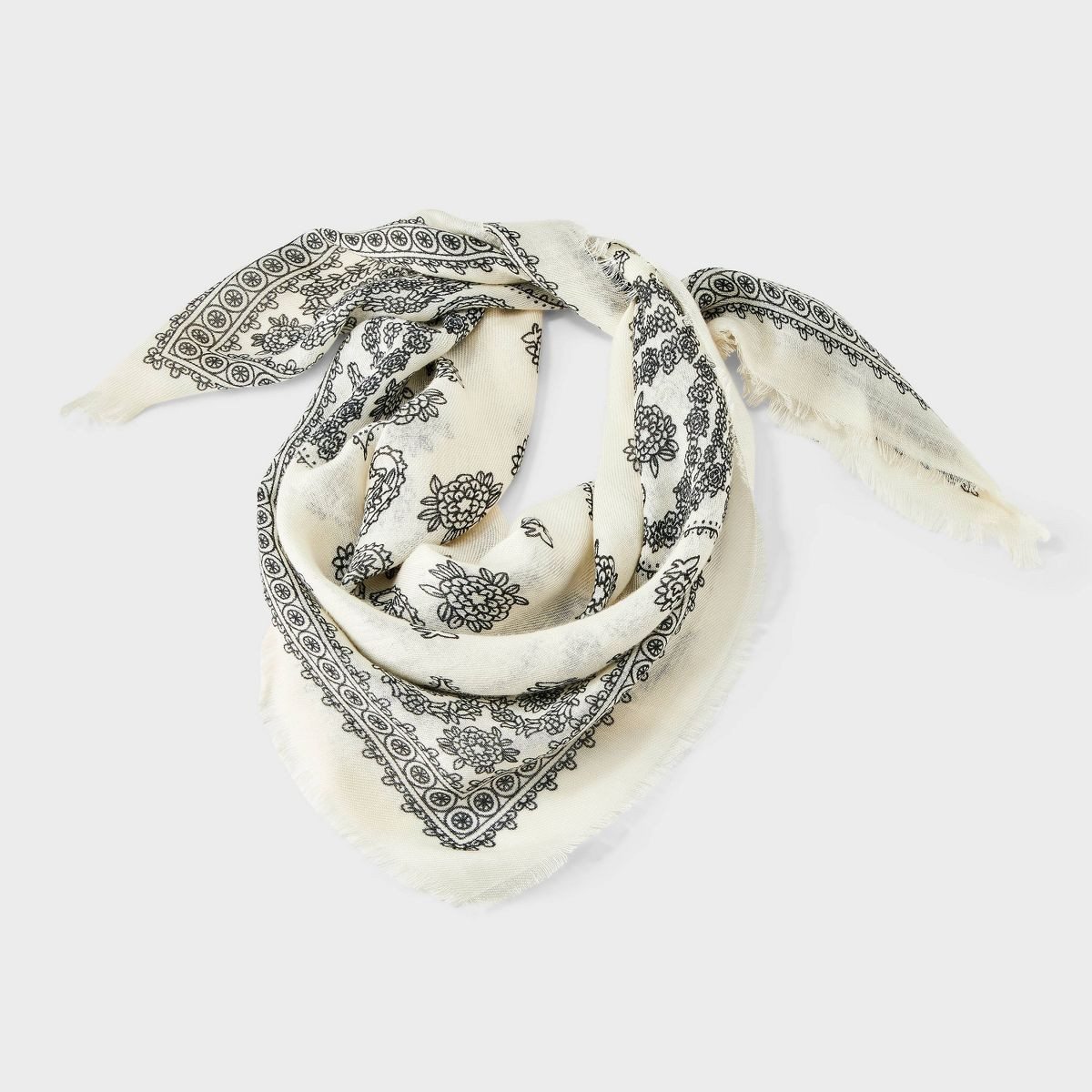 Floral Detail Paisley Bandana Scarf - Universal Thread\u2122 Cream | Target