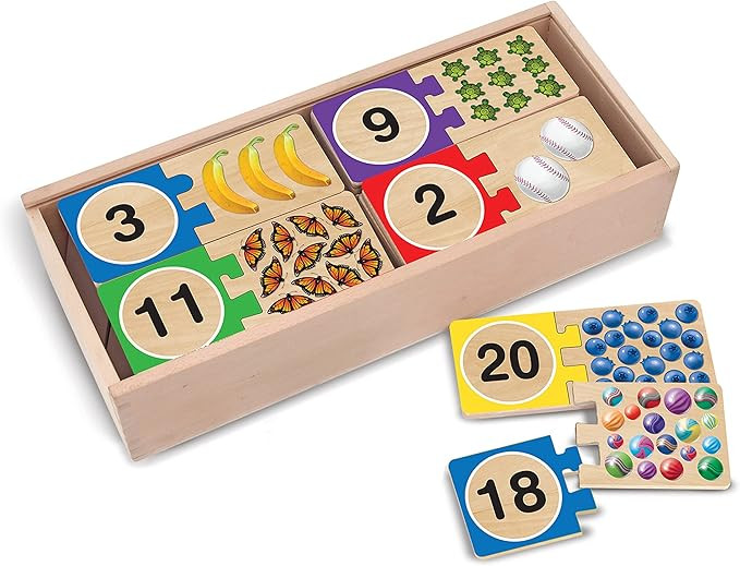 Melissa & Doug Self-Correcting Wooden Number Puzzles With Storage Box (40 pcs) | Amazon (US)