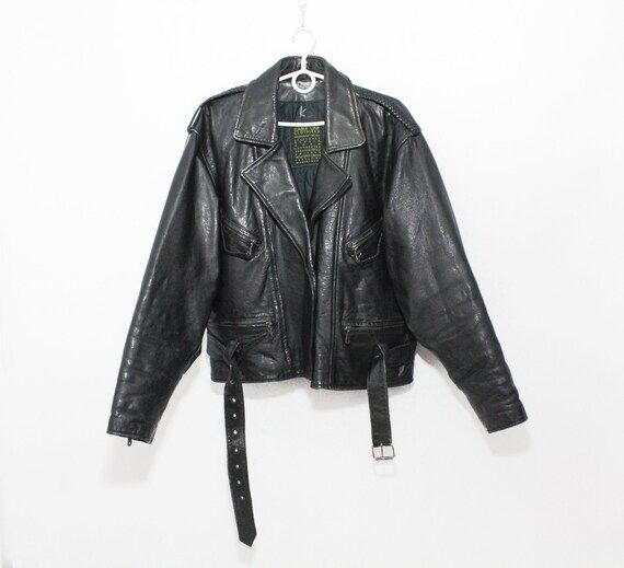 Vintage 80s Cable Car Clothiers Real Leather Black Biker | Etsy | Etsy (US)