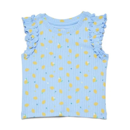 Wonder Nation Baby Girls Tee with Flutter Sleeves, Sizes 0-24 Months | Walmart (US)