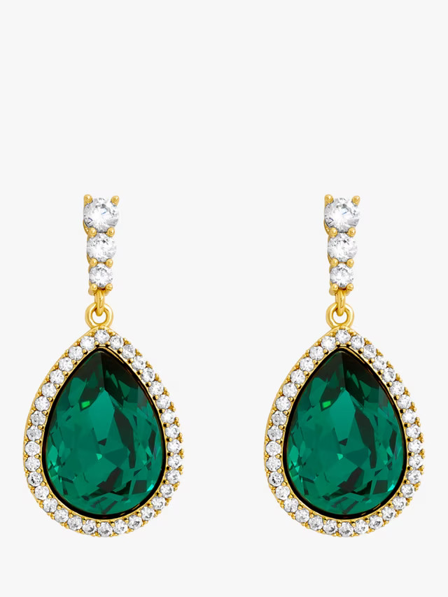 Jon Richard Emerald Pear Drop Earrings, Gold | John Lewis (UK)