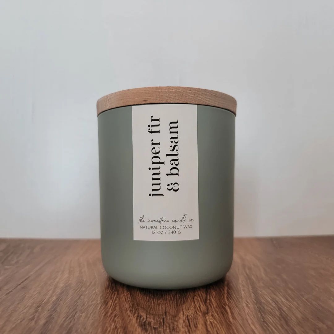 Juniper Fir Balsam Natural Coconut Wax Candle Wooden Wick - Etsy | Etsy (US)