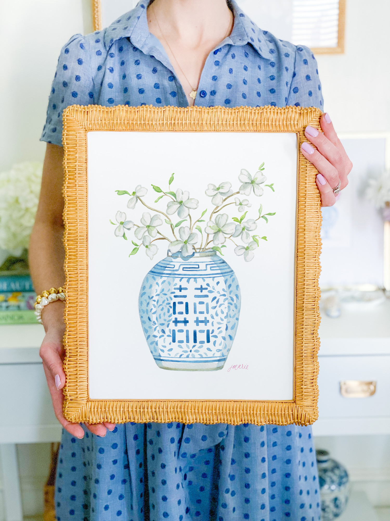 Double Happiness Jar with Dogwood Flowers Art Print — Simply Jessica Marie | Simply Jessica Marie
