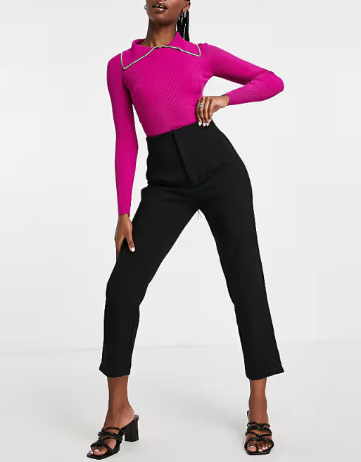 Stradivarius slim tailored pants in black | ASOS (Global)