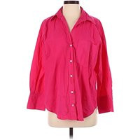 Zara 3/4 Sleeve Button Down Shirt: Pink Tops - Size Small | ThredUp (US)