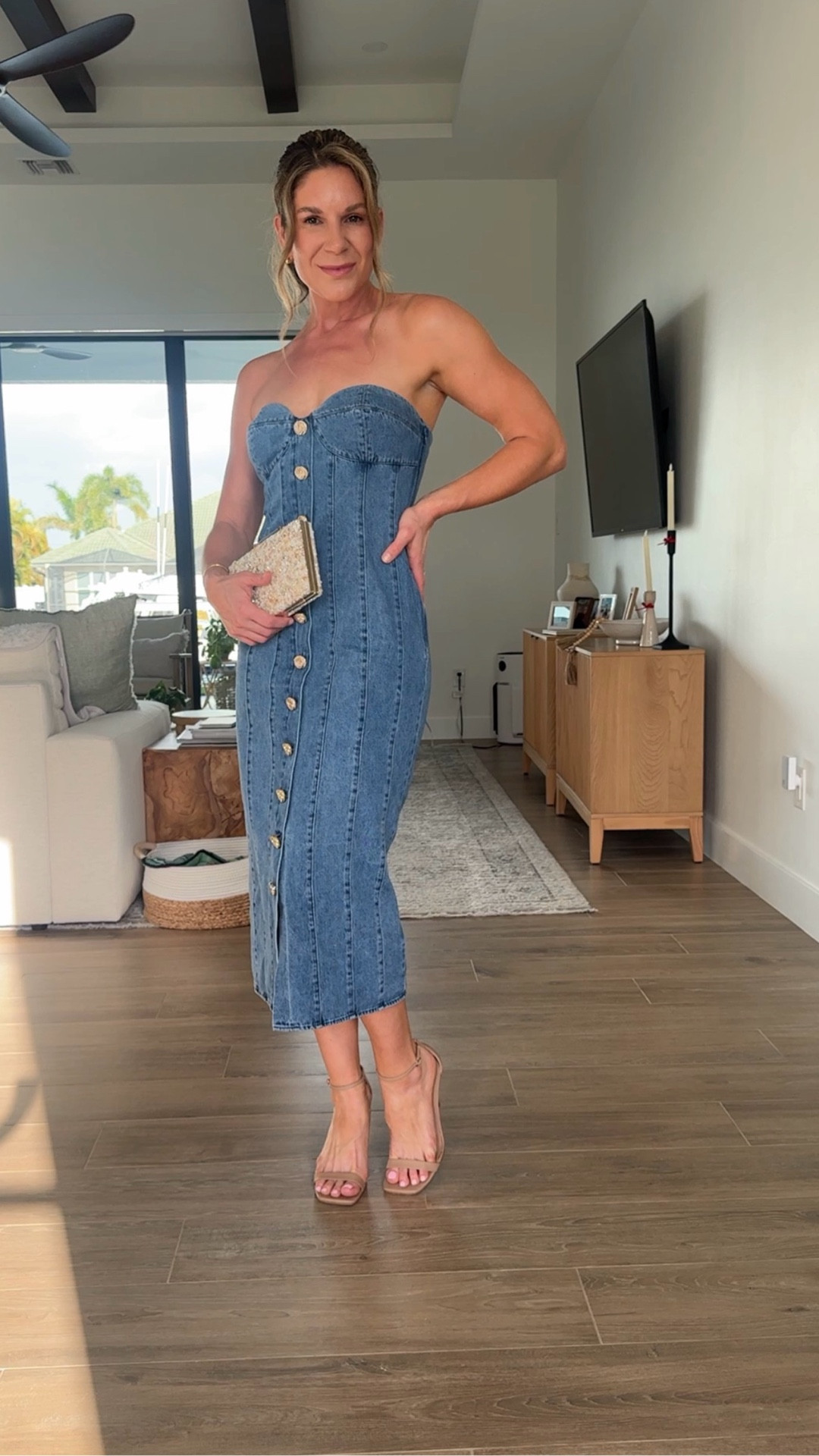 Spring Date Night Outfit

This Rent the Runway find surprised me in the best way. I rented it for our anniversary dinner and ended up loving the structured denim and gold buttons — it feels dressed up but still effortless.

Perfect for a spring date night, dinner out, or a special occasion. I’m wearing a size 6 and have a small 32c bust 

Linking the dress if available along with similar options.


#LTKootd