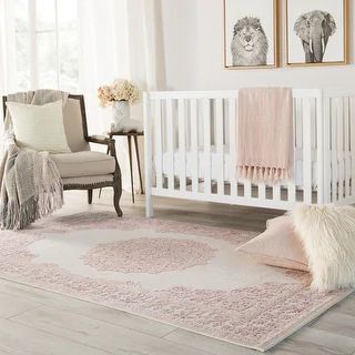 Copper Grove Pascal Medallion Area Rug - 2'6" x 8' Runner - Pink/White | Bed Bath & Beyond