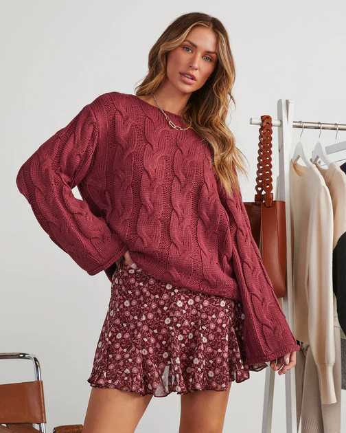 Micella Oversized Woven Sweater - Berry | VICI