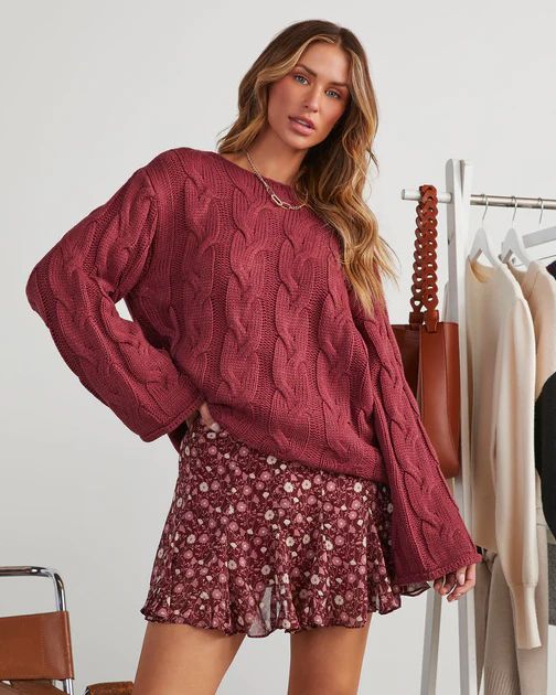 Micella Oversized Woven Sweater - Berry | VICI Collection