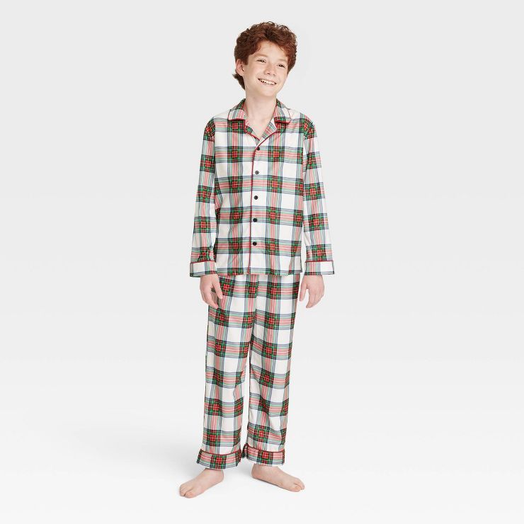 Kids' Holiday Tartan Plaid Matching Family Pajama Set - Wondershop™ Cream | Target