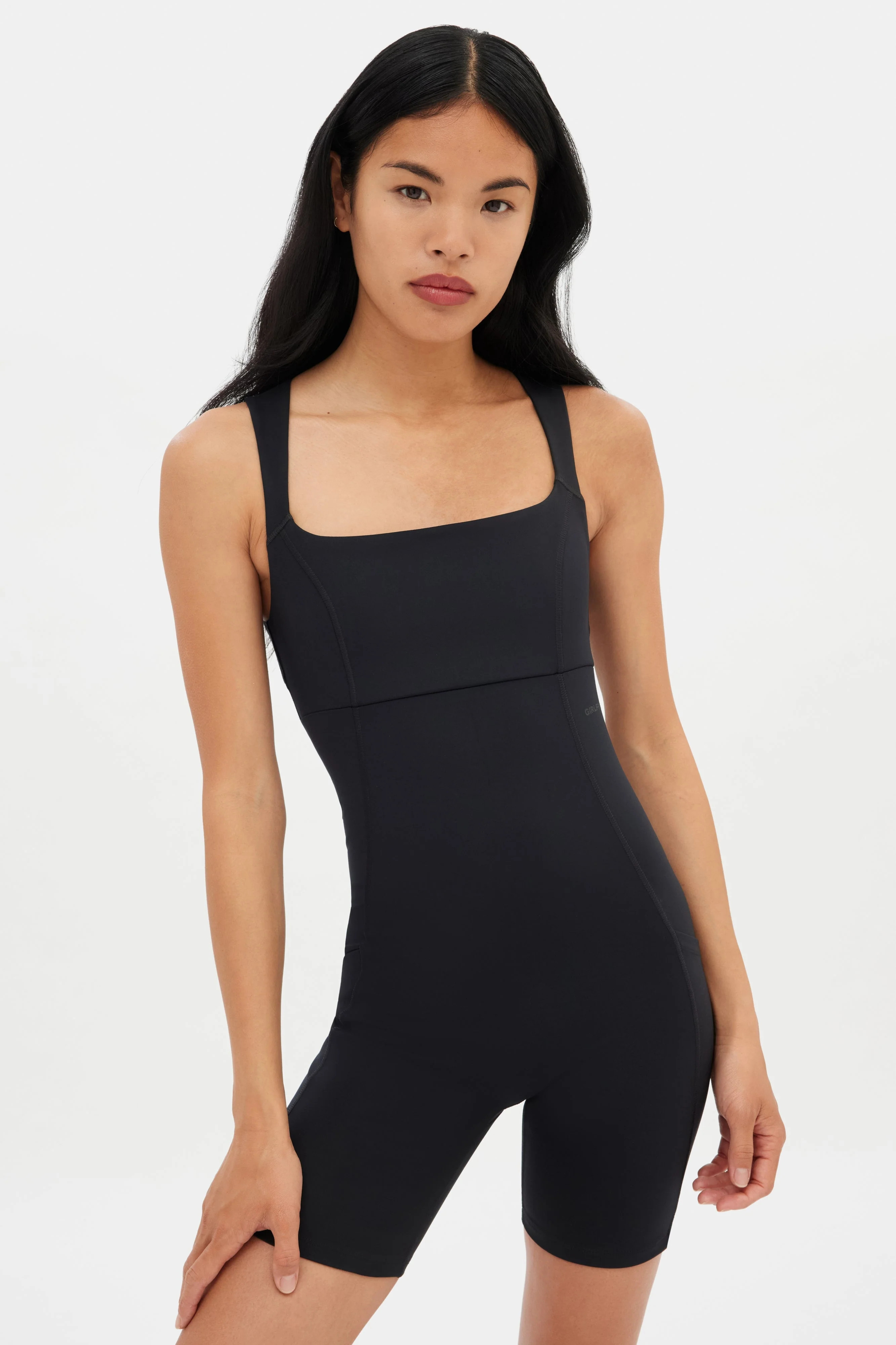Black Tina Open Back Unitard | Girlfriend Collective