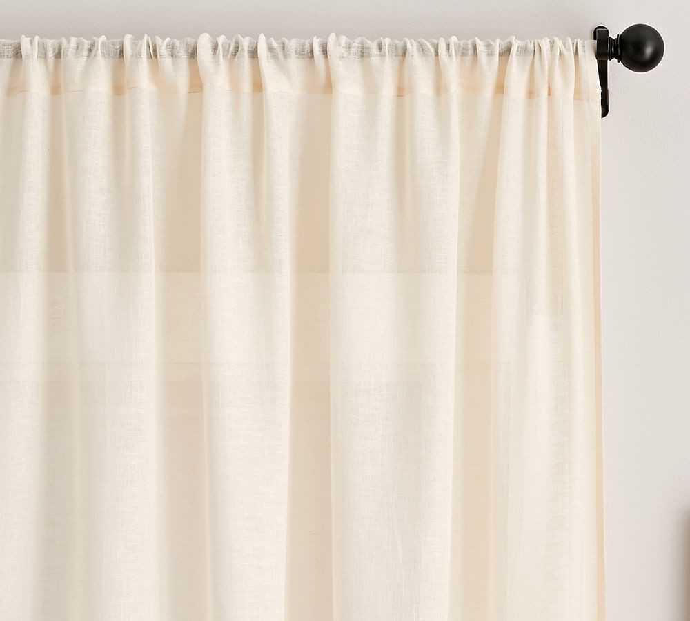 Belgian Linen Rod Pocket Sheer Curtain Made with Libeco&amp;#8482; Linen, 50 x 84&amp;quot;, Ivor... | Pottery Barn (US)