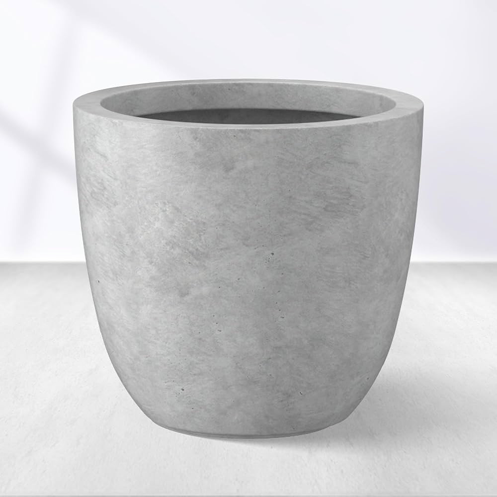 Kante 18 Inch Dia Round Concrete Planter, Indoor Outdoor Large Plant Pot with Drainage Hole and R... | Amazon (US)