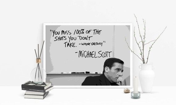 Michael Scott The Office TV Show printable wall art / You Miss 100% of the Shots You Don't Take /... | Etsy (US)