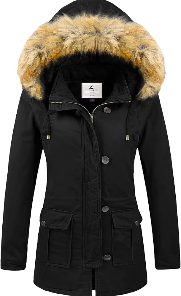 Uoiuxc Women's Winter Coat Warm Puffer Thicken Parka Jacket with Fur Hood | Amazon (US)