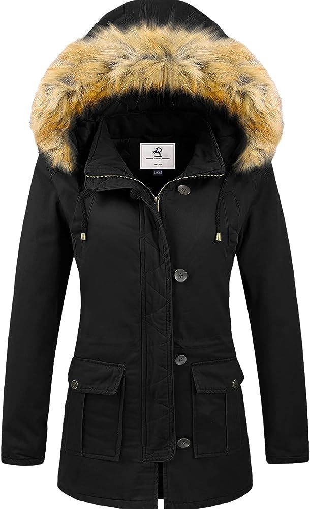 Uoiuxc Women's Winter Coat Warm Puffer Thicken Parka Jacket with Fur Hood | Amazon (US)