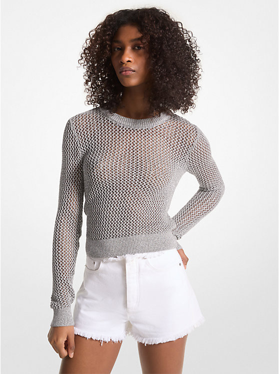 Metallic Mesh Sweater | Michael Kors US